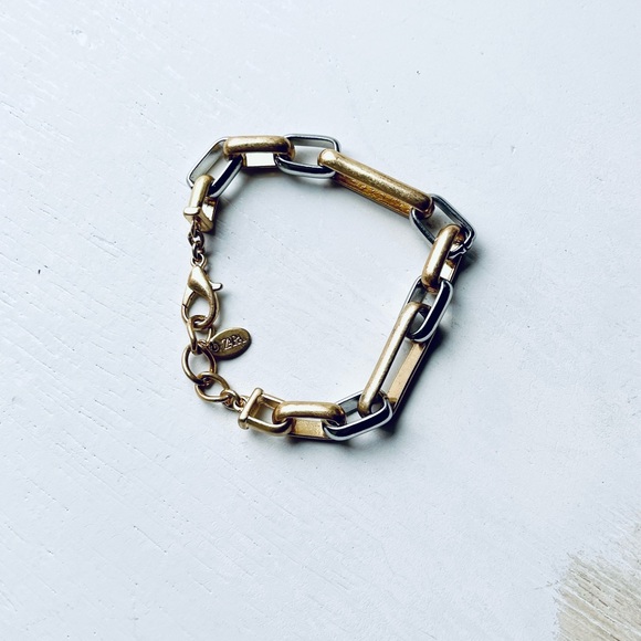 Zara Chunky Silver and Gold Tone Chain Bracelet Oversized - Picture 5 of 11